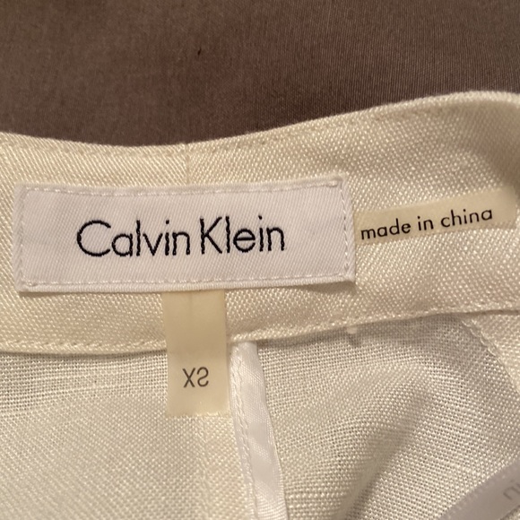 Calvin Klein White Linen Moto Zip Jacket - Picture 6 of 8